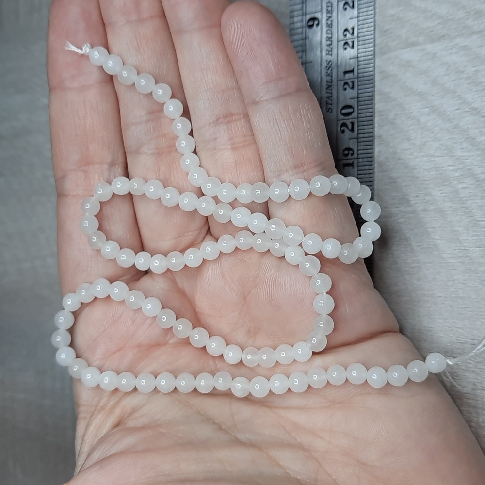 4mm Milky Quartz 15-inch Strand #7